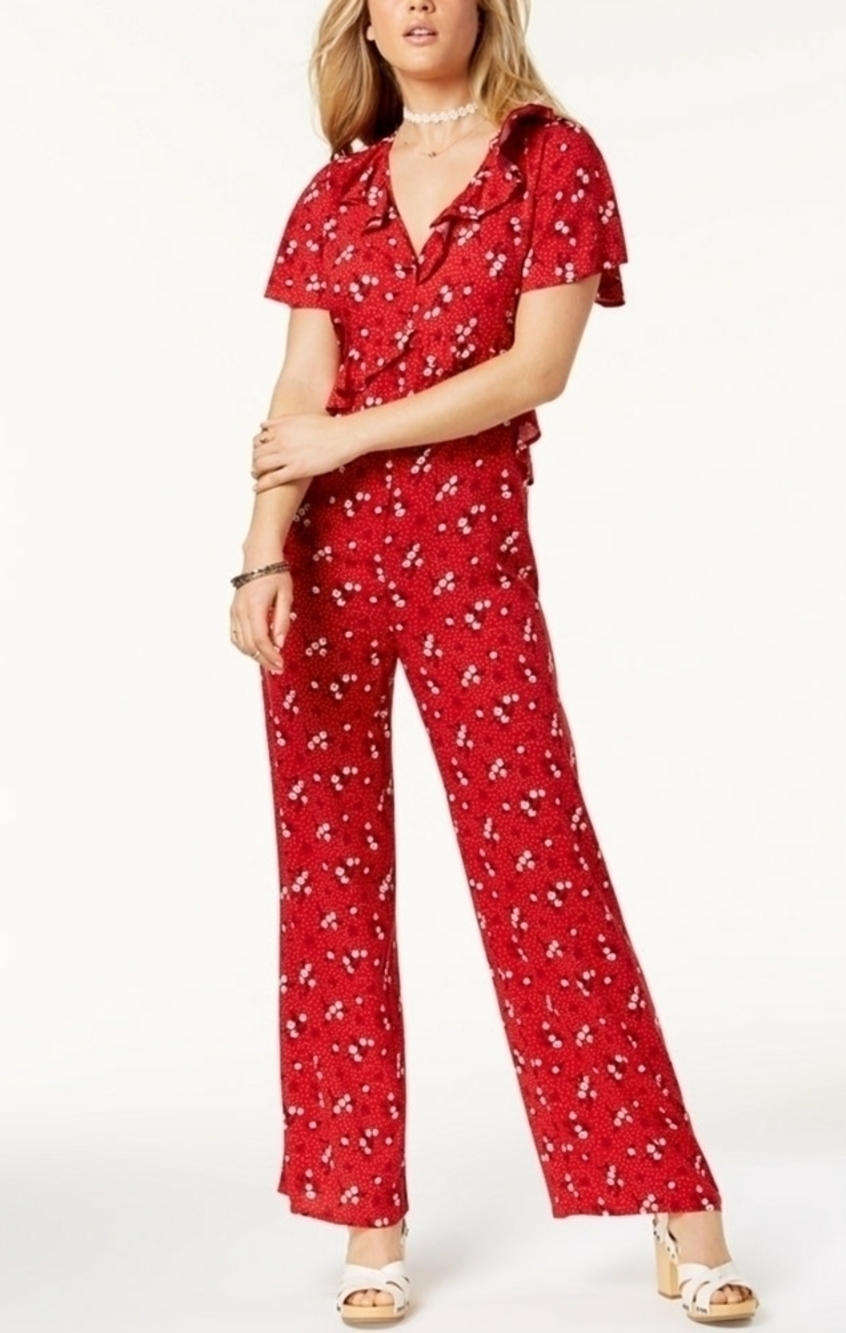 ONE HART SIZE S‎ RED ROMPER FLORAL PRINTED JUMPSUIT SPRING SUMMER NWT